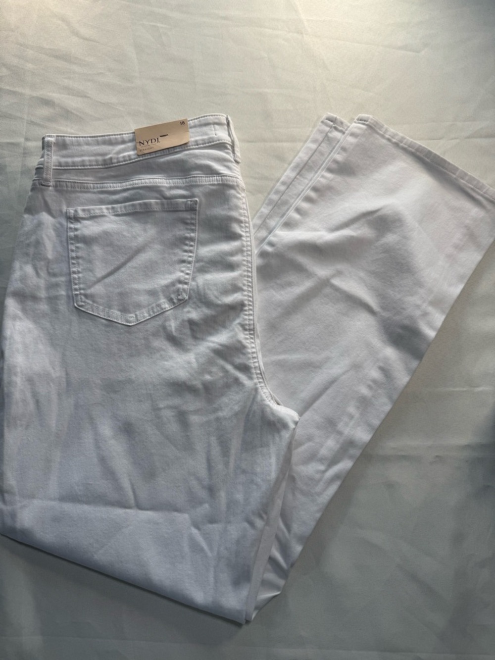 White Straight Leg Jeans High Rise Stretch Classic Denim